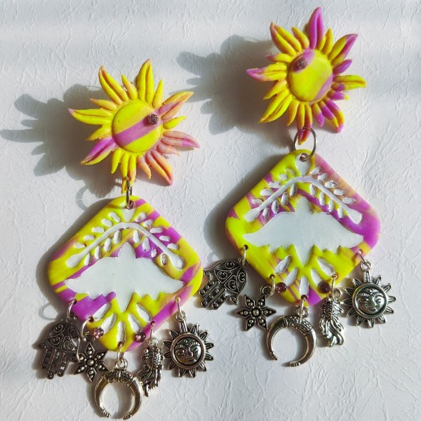 Neon Sun Charm Dangler